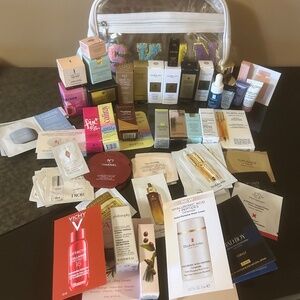 Bag full of travel size skin care